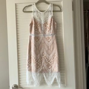 Nude/white Halter Lace Dress